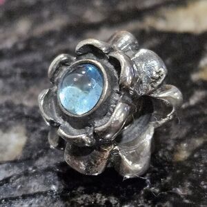 Pandora Ribbon Charm with Blue Topaz